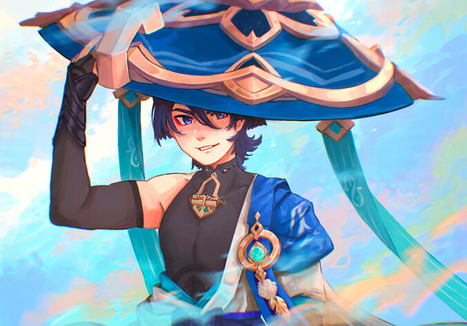 Character is Wanderer from Genshin Impact